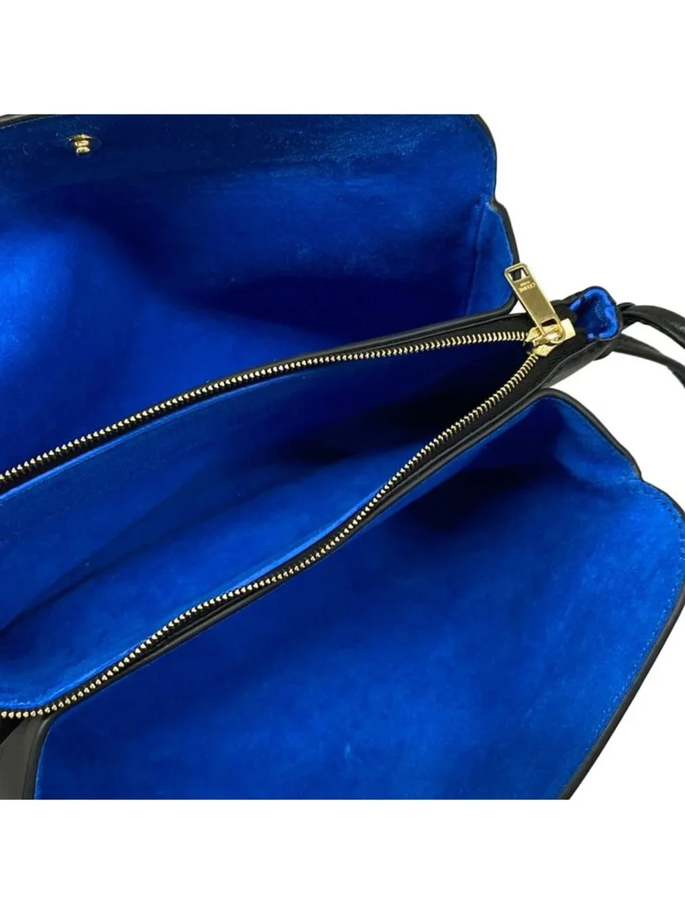 Celine Shoulder Bag Trio Flap Black Lambskin